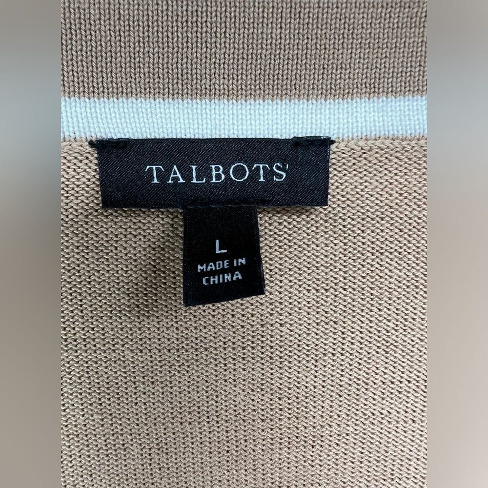 Talbots Brown Cardigan with White Trim - Picture 3 of 7